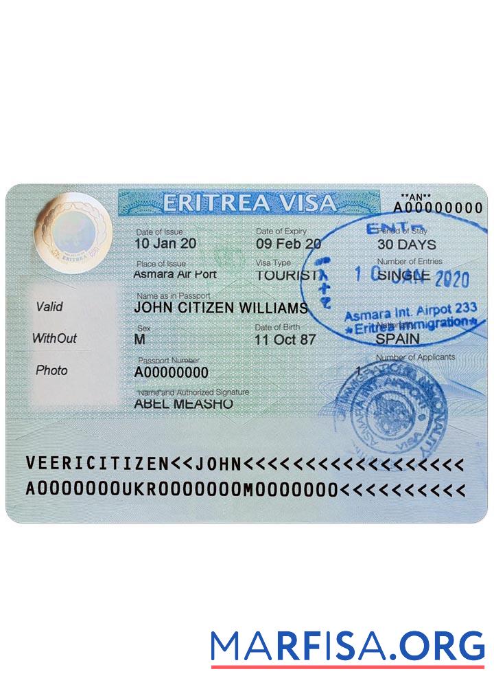 Printable Eritrea visa example